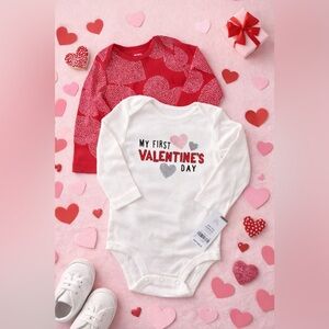 Carter’s Baby Valentine Onesie Set 12M – My First Valentine Hearts NWT